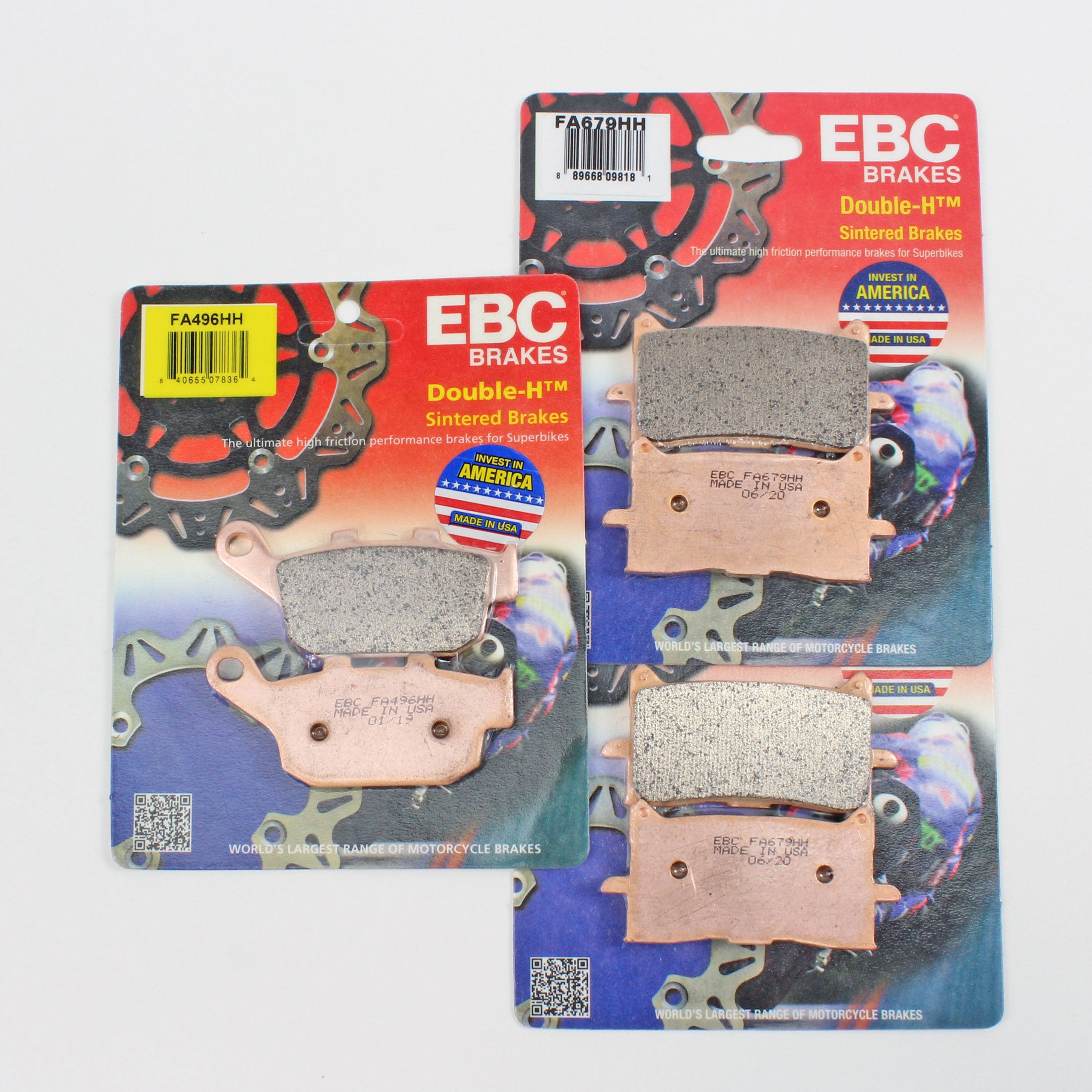 Front & Rear EBC FA679HHx2 & FA496HHx1 Rated Sintered Brake Pads-3 Pair - 0