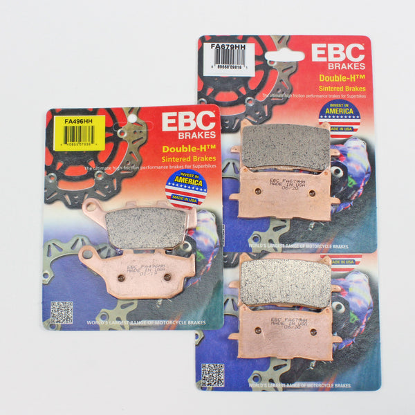 Front & Rear EBC FA679HHx2 & FA496HHx1 Rated Sintered Brake Pads-3 Pair