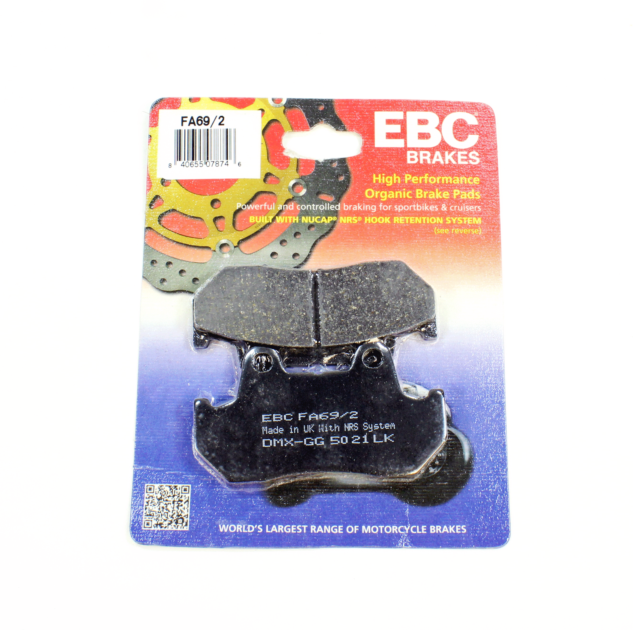 Brakecrafters Brake Pads EBC FA69/2 PERFORMANCE ORGANIC FRONT BRAKE PADS