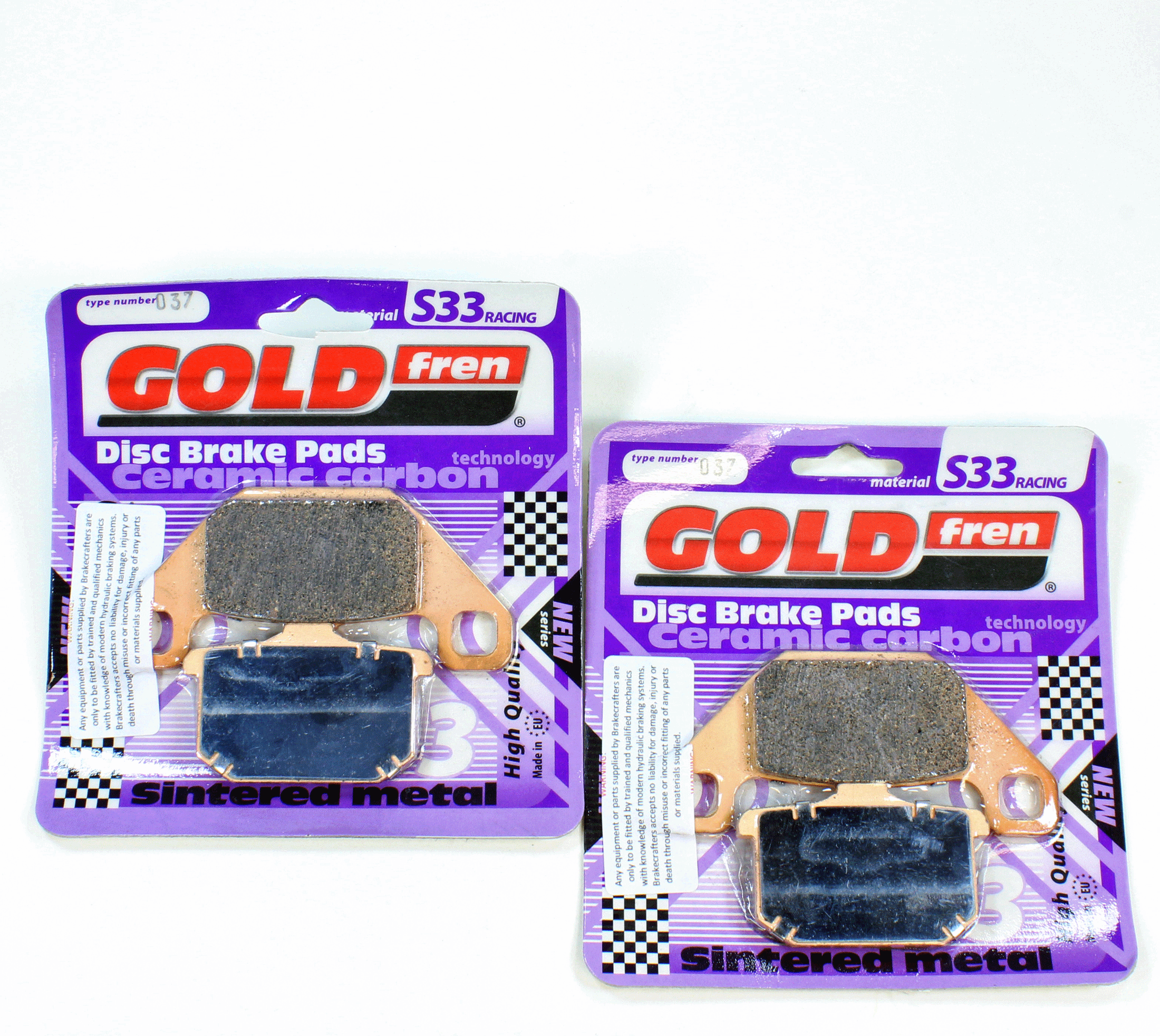 GoldFren Brake Pad Set S33 Ceramic Carbon for 1996-1999 Kawasaki Vulcan 1500:VN1500A-Front/Rear