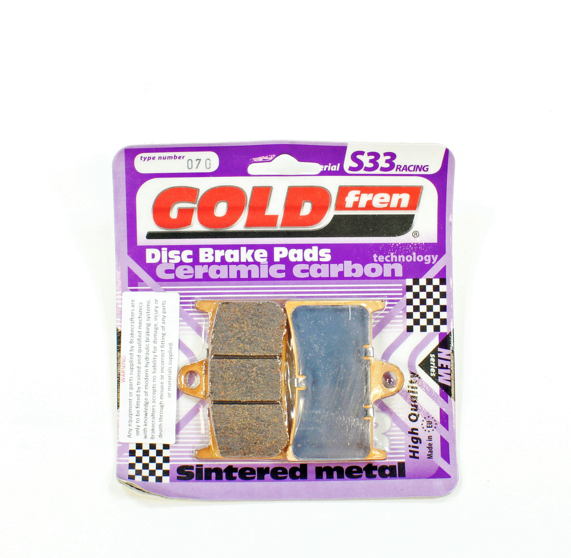 GoldFren Brake Pads S33 Ceramic Carbon  for 2007 Yamaha YZF R6:Silver-Front