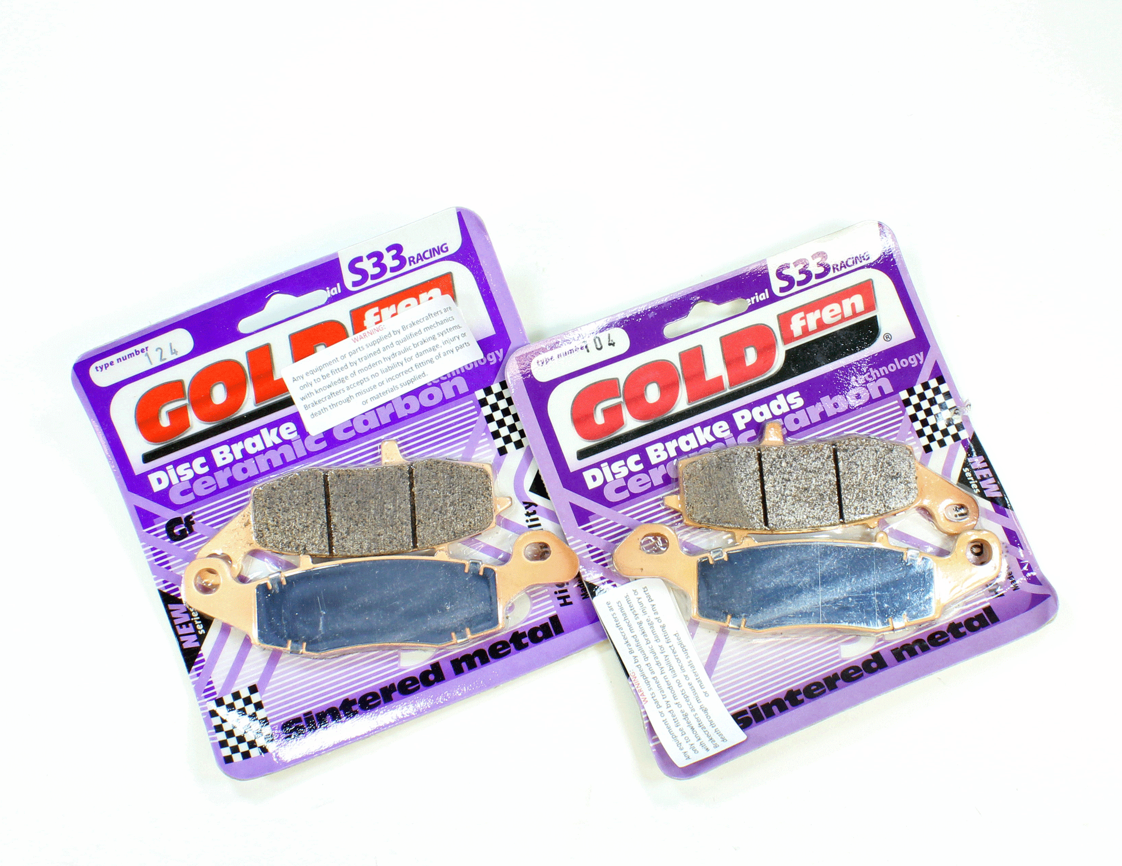 GoldFren Brake Pad Set S33 Ceramic Carbon for 1996-1999 Kawasaki Vulcan 1500:VN1500A-Front/Rear