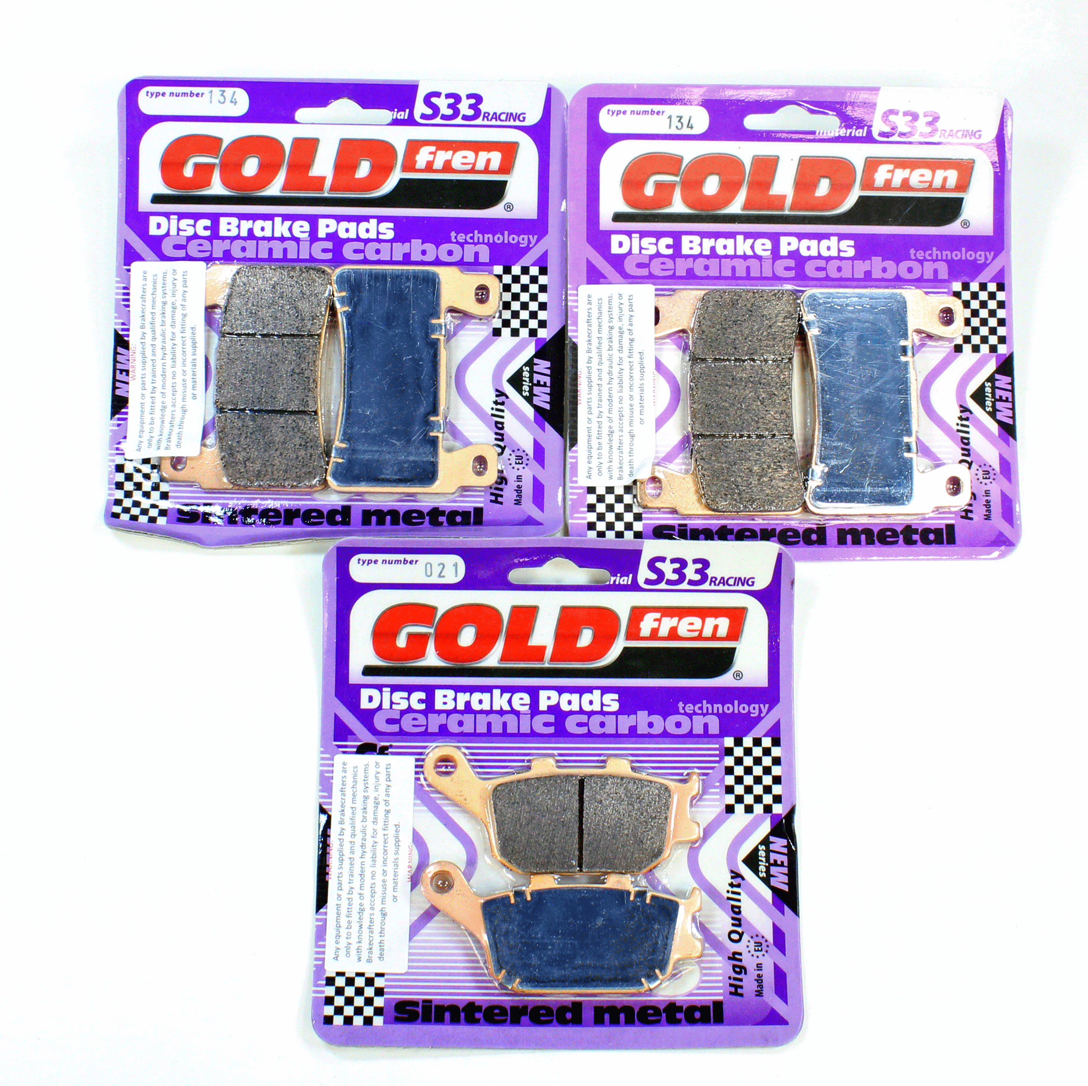 GoldFren Brake Pad Set S33 Ceramic Carbon for 2013-2014 Honda CB1100-Front