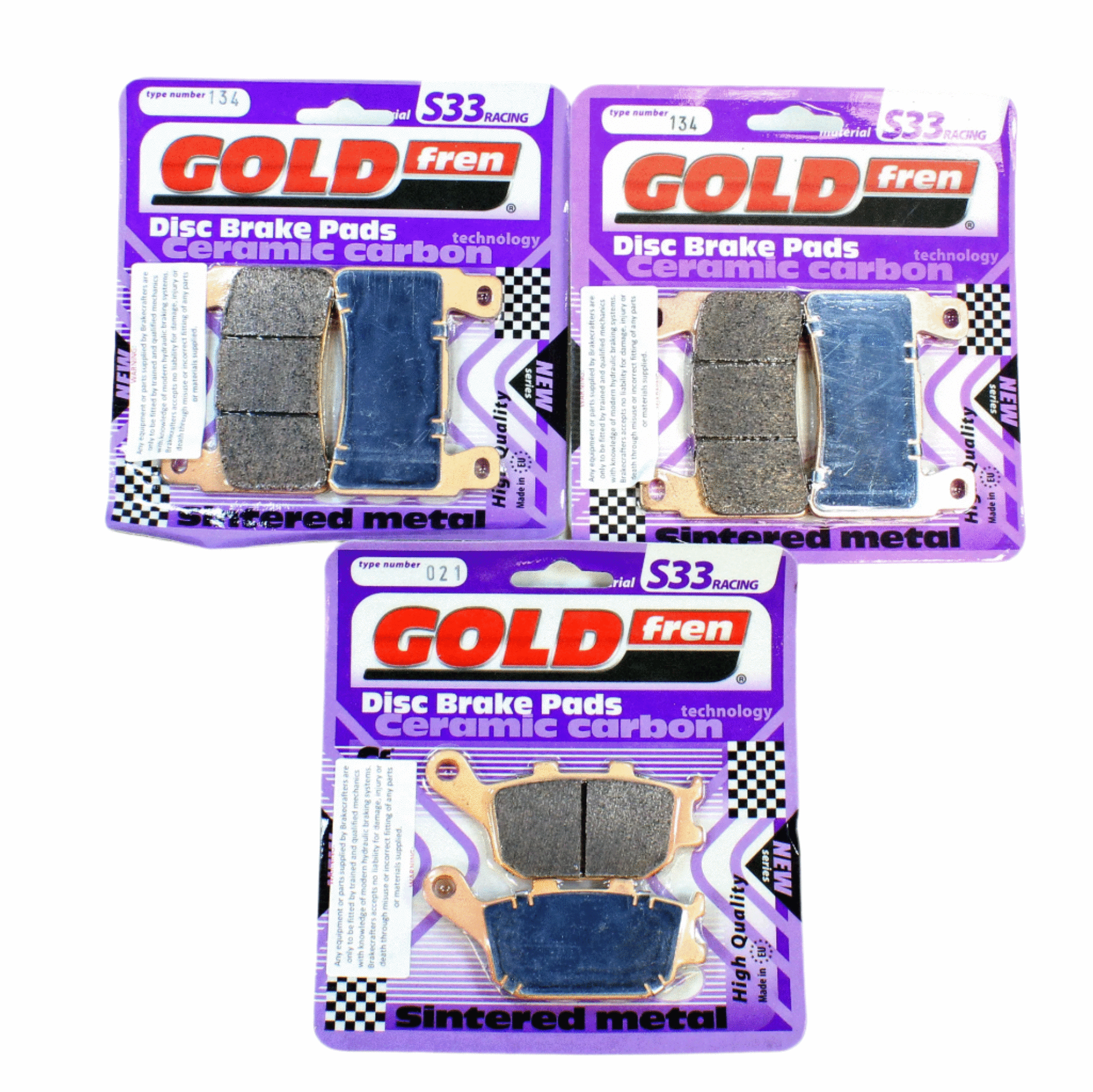 GoldFren Brake Pad Set S33 Ceramic Carbon for 2000-2006 Honda RVT1000R:RC51-Front