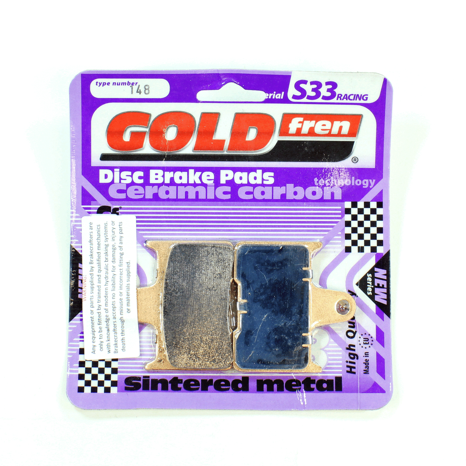 GoldFren Brake Pads S33 Ceramic Carbon  for 2016-2018 Harley-Davidson Roadster:XL1200CX-Rear