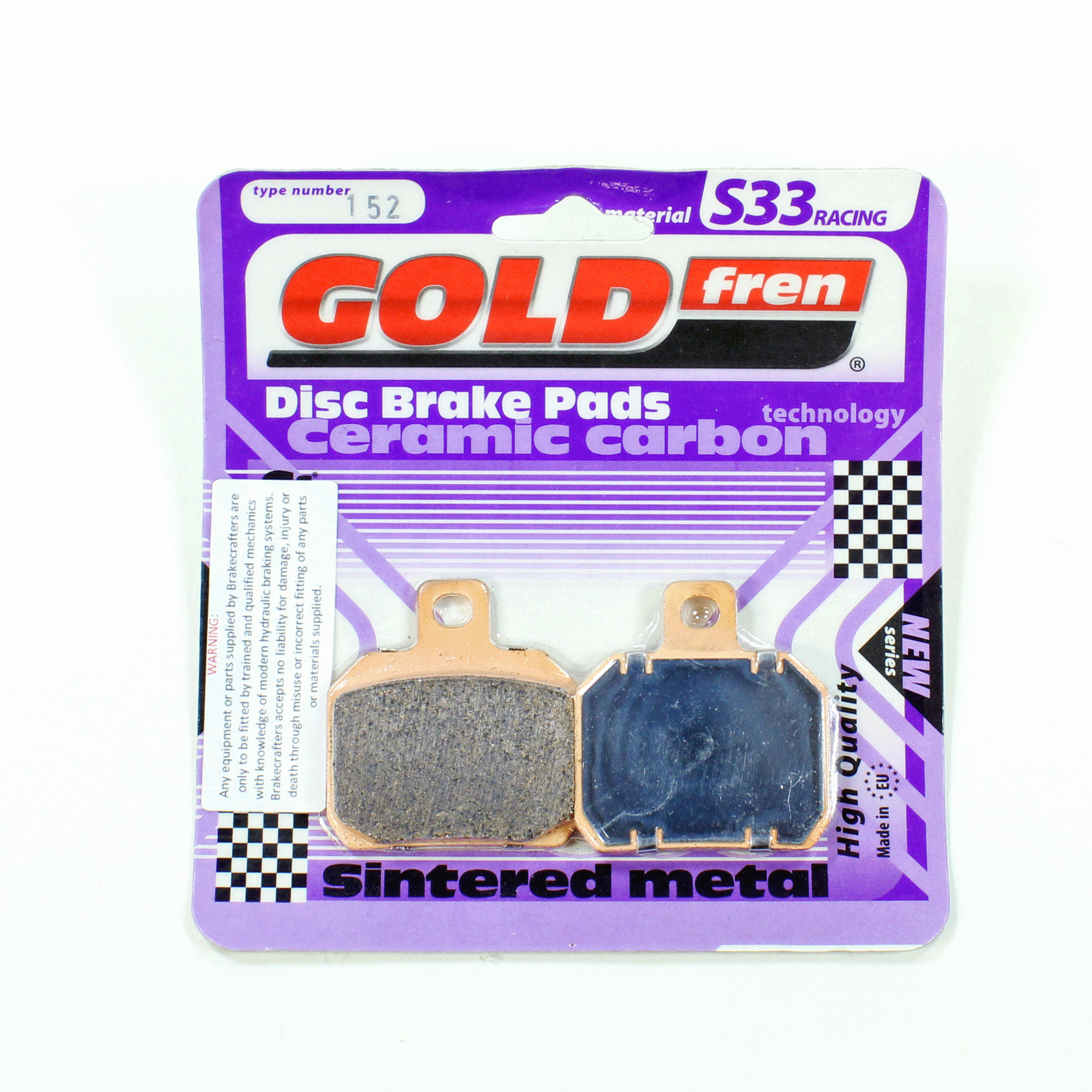 GoldFren Brake Pads S33 Ceramic Carbon  for 2004-2010 Aprilia Tuono 1000R:Factory-Rear - 1 Pair