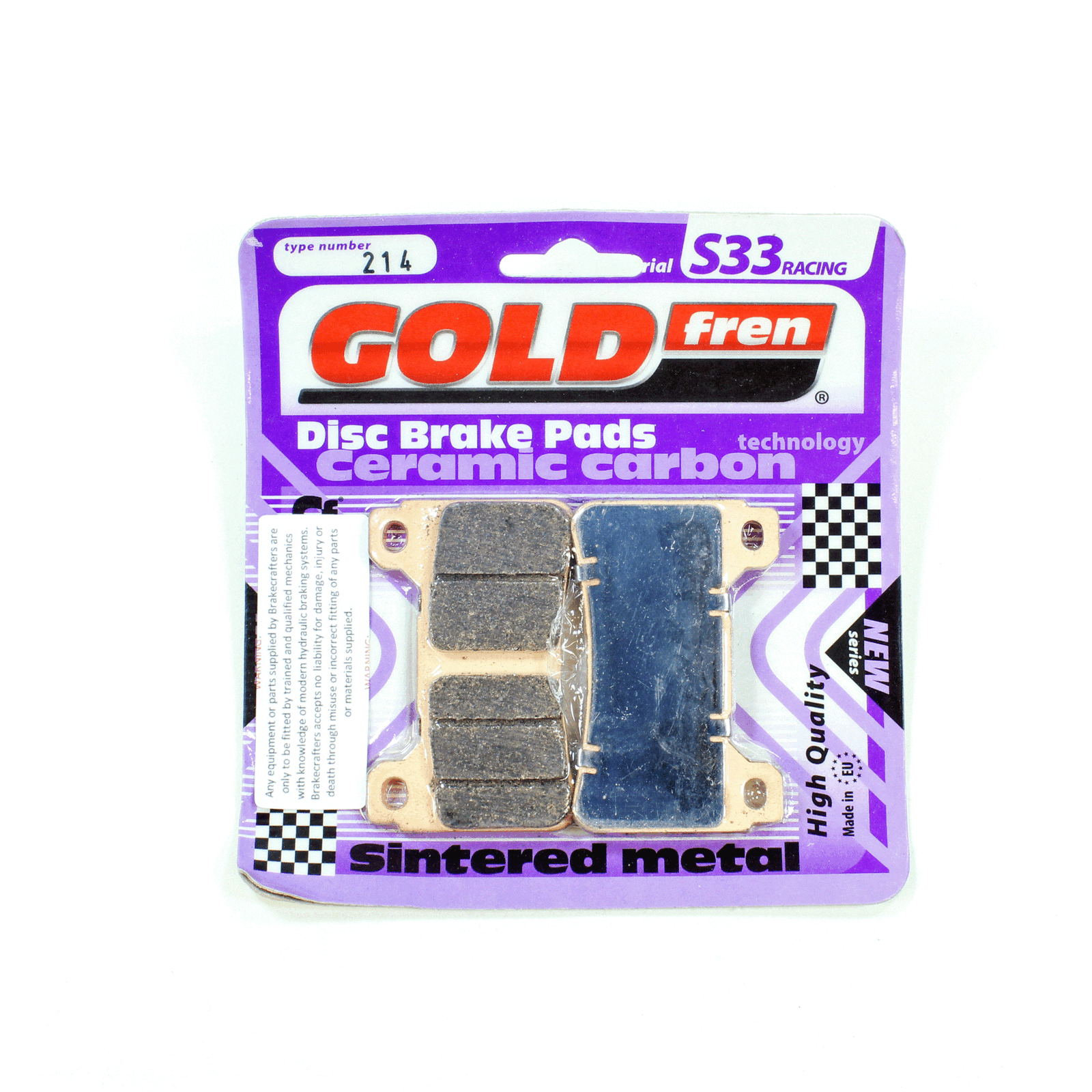 Goldfren S33-214 Ceramic Carbon Front Brake Pads -1 Pair