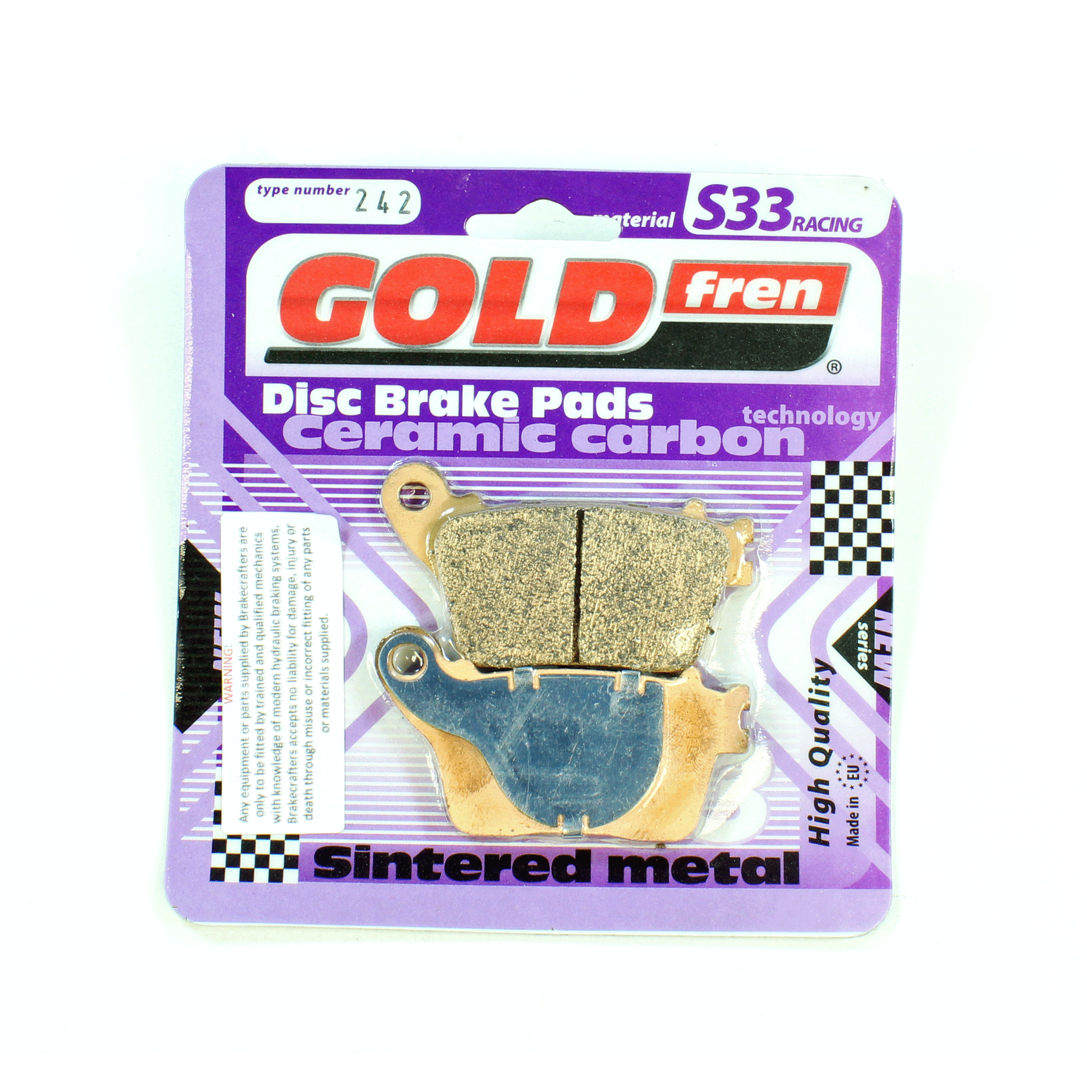 Goldfren S33-242 Ceramic Carbon Rear Brake Pads-1 Pair