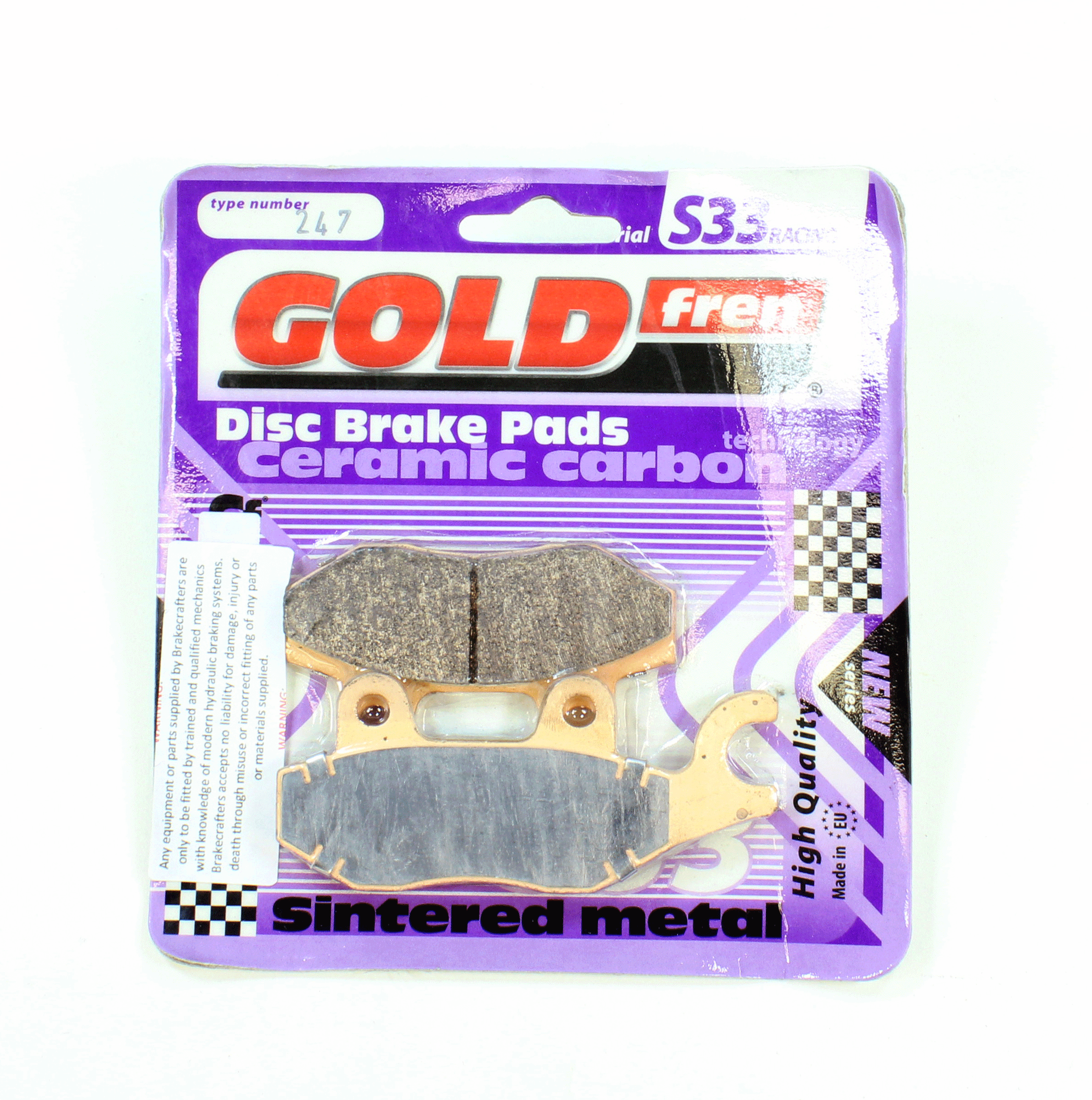 GoldFren Brake Pads S33 Ceramic Carbon  for 2014 Triumph Bonneville:T100 SE-Rear