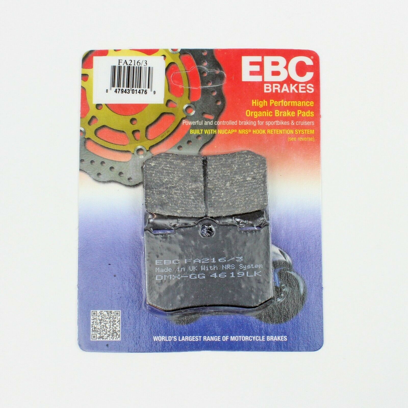 EBC Brake Pads Organic  for 2002-2003 Indian Scout-Front/Rear